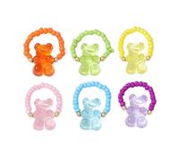 FORUBUS Gummy Bear Ring Set - Colorful Acrylic Resin & Beaded Rings for Women - Stackable Y2K Aesthetic Candy Jewelry Accessories-beads6