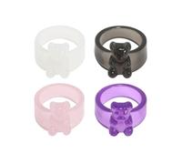 FORUBUS Gummy Bear Ring Set - Colorful Acrylic Resin & Beaded Rings for Women - Stackable Y2K Aesthetic Candy Jewelry Accessories, M, Metal, No Gemstone