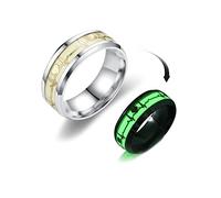 FORUBUS Luminous Ring, Heartbeat Pattern Rings Glow in the Dark, Creative Rings for Couple Valentine's Day Party Night Memorial Jewelry, Metal, metal