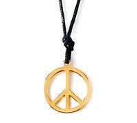 FORUBUS Peace Sign Pendant Necklace Retro Hippie Style Peace and Love Symbol Distressed Charm Rope Necklace for Women Men Jewelry, Leather, resin