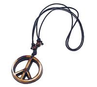 FORUBUS Peace Sign Pendant Necklace Retro Hippie Style Peace and Love Symbol Distressed Charm Rope Necklace for Women Men Jewelry, Leather, resin