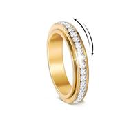 FORUBUS Titanium Steel Spinner Ring for Women Men, Sparkling Cubic Zirconia Eternity Band Fidget Ring, Rotatable Anxiety Relief Ring, Comfort Fit Anti Stress Ring Band