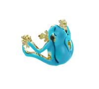 FORUBUS Tree Frog Ring - Cute Creative Frog Open Design Ring Jewelry for Women, Fun Animal Ring in Green or Blue, M, Metal, No Gemstone