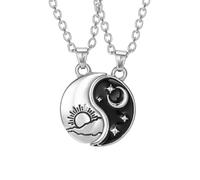 FORUBUS Yin Yang Necklace Sun and Moon Necklace, Dragon Necklace, Wolf Necklace for Men and Women, Matching Yin and Yang for Friendship and Couple Jewelry, M, Brass, No Gemstone