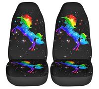 Foruidea Galaxy Rainbow Unicorn Car Seat Covers Universal 2 Pcs Auto Front Seat Cover Fit Most Cars,SUV,Sedan,Trucks