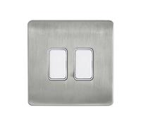 Forum CUL-44843 Culina Kinetic Plated 2 Gang Switch Cover Satin Nickel