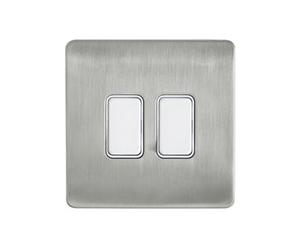 Forum CUL-44843 Culina Kinetic Plated 2 Gang Switch Cover Satin Nickel