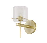 Forum Spa Gene /Clear 1 Lamp Cylinder Wall Light | Satin Brass | Glass/Metal | 100mm