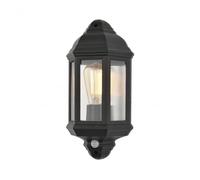 Forum Lighting CZ-26743-BLK Athena Single Light Half Lantern Coastal Outdoor Wall Fitting In Black Finish With PIR Sensor