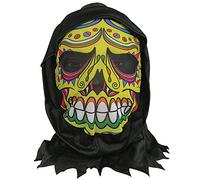 Forum Novelties 79392 Day of the Dead Skin Mask with Hood, Men, Multi-Colour, Einheitsgröße