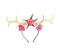 Forum Novelties CA0007 Antlers with Flower Headband, Women, multi-colour Halloween, World Book Day
