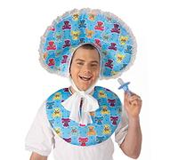 Forum Novelties Men's Big Baby Boy Deluxe Costume Accessory Bib and Bonnet Set - Blue - One Size