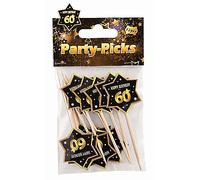 Forum Novelties X81644 60th Birthday Party Picks, Black, Gold, White