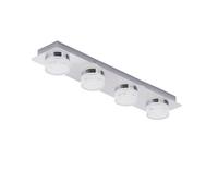 Forum Spa Amalfi 4 Lamp Bar LED Flush Ceiling Light | Polished Chrome | Glass/Metal | 530mm