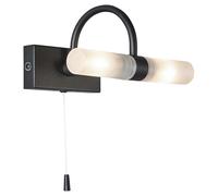 Forum Spa Corvus Satin Bathroom Wall Light | Black | Steel/Glass | 205mm x 109mm x 146mm