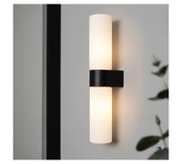 Forum Spa Cuco Bathroom Wall Light | Black | Steel/Glass | 50mm x 295mm x 70mm