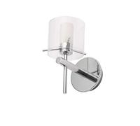 Forum Spa Gene 1 Lamp Cylinder Wall Light | Polished Chrome/Clear | Glass/Metal | 100mm