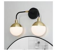 Forum Spa Lille and Brass 2 Light Bathroom Wall Light | Black | Steel/Glass | 380mm x 270mm x 175mm