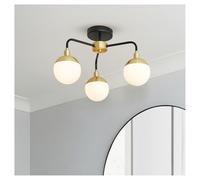 Forum Spa Lille and Brass Bathroom Semi Flush Ceiling Light | Black | Steel/Glass | 400mm x 280mm x 477mm