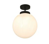 Forum Spa Porto /Opal 1 Lamp Semi-Flush Ceiling Light | Matt Black | Glass/Metal | 250mm