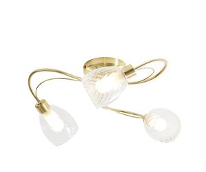 Forum Spa Veria /Clear 3 Lamp Tangle Flush Ceiling Light | Satin Brass | Steel | 400mm
