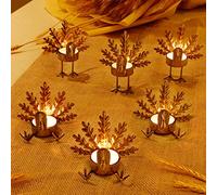 FORUP 6 Pack Metal Turkey Tea Light Candle Holders, Thanksgiving Candle Holder, Thanksgiving Home Table Decoration