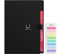 Forvencer Accordion File Organizer, Letter Size, 5 Pocket Expanding File Folder, Cute File Folder with Labels, Portable File Organizer for School Office Supplies, Folders for Documents, Black