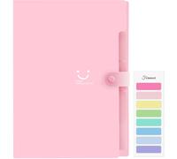 Forvencer Accordion File Organizer, Letter Size, 5 Pocket Expanding File Folder, Cute File Folder with Labels, Portable File Organizer for School Office Supplies, Folders for Documents, Sakura Pink