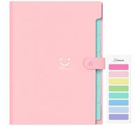 Forvencer Accordion File Organizer, Letter Size, 7 Pocket Expanding File Folder, Cute File Folder with Labels, Portable File Organizer for School Office Supplies, Folders for Documents, Pink