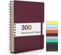 Forvencer Lined Spiral Journal Notebook with 300 Numbered Pages, B5 College Ruled Thick Journals for Writing with 100GSM Paper, Hardcover Notebooks with Contents for Work, School, Women, Men, Burgundy