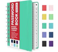 Forvencer Password Book with Individual Alphabetical Tabs, 4" x 5.5" Small Password Notebook, Spiral Password Keeper, Internet Address and Password Manager, Password Logbook for Home Office, Teal