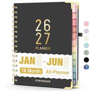 Forvencer Planner 2026-2027, 18 Month Weekly and Monthly Calendar Planner, Jan 2026 -June 2027, 6.3" x 8.4", Daily Agenda Book with Tabs, College Organizer Notebook, School Supplies for Student
