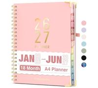 Forvencer Planner 2026-2027, 18 Month Weekly and Monthly Calendar Planner, Jan 2026 -June 2027, 8.5" x 11", Daily Agenda Book with Tabs, College School Supplies for Student Teacher Home, A4, Pink
