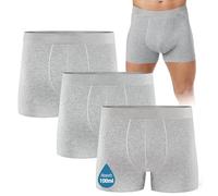 FORVEVO 3 Pack Incontinence Pants for Men,Cotton Incontinence Boxer Shorts Men with 100ml,Washable Reusable Underpants,Leakproof Underwear (Grey,M)