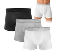 FORVEVO 3 Pack Mens Incontinence Pants, Washable Boxers Shorts for Men with Absorbent Protective Pads, Leakproof Underwear Trunks, Reusable Odor Control for Driving,(Black& Gray&White,XL)