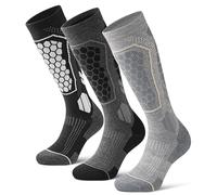 FORVEVO 3 Pairs Men's Merino Wool Ski Socks,Thermo Long Thick Ski Socks Cushioned Sole Breathable for Winter,Skiing,Snowboarding,Sports,Hiking,Outdoor(Multicolor02,L)