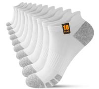 FORVEVO Ankle Socks Mens Womens 6-8, Cotton Running Socks, Anti-Blister Thick Cushioned Ankle Sock, Low Cut Breathable Athletic Sports Sock for Men Women 10 Pairs (White, M)