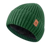 FORVEVO Beanie Hats for Men, Winter Hats with Thick Warm Fleece Lining, Thermal Knit Mens Beanie Hat for Winter Daily Life Outdoor Running Skiing, DarkGreen