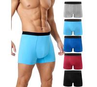 FORVEVO Incontinence Pants for Men 150ML Absorbent 5 Pack, Washable Mens Long Leg Boxers Shorts Cotton with Protective Pads, Leakproof Underwear Trunks, Reusable Odor Control(Multicolor01, L)