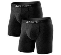 FORVEVO Men’s Merino Boxer Briefs, Long Leg, 2-Pack - Breathable Merino Wool Underwear for Men, Comfortable & Soft, Moisture-Wicking, Odor-Resistant with Elastic Waistband (DarkGray L)
