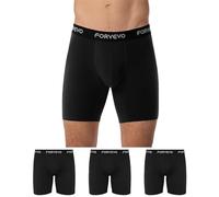 FORVEVO Mens Boxers Shorts, Cotton Long Leg Underwear, Soft Comfortable Breathable Anti Chafing Boxers for Men, No Itchy Labels Underpants with Elastic Waistband 3 Pack (Black, XXL)