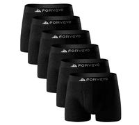 FORVEVO Men's Merino Wool Boxer Briefs 6 Pack, Breathable Soft Odour-Resistant Wool Base Layer Men Underwear, M-3XL Black