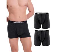 FORVEVO Men's Merino Wool Boxer Shorts, Wool Boxer Briefs for Men, Breathable Comfortable Soft Moisture Wicking Base Layer Underwear with Elastic Waistband 2 Pack (DarkGrey, XL)
