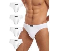 FORVEVO Men's Underwear Briefs, Cotton Mens Briefs, Breathable Stretch Waistband Soft No Labels Brief Slips Underwear with Pockets 4 Pack (White, L)