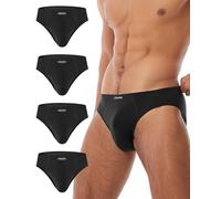 FORVEVO Men's Underwear Briefs, Cotton Mens Underpants, Breathable Stretch Waistband Soft No Labels Briefs Slips Underwear with Pockets 4 Pack (Black, XL)
