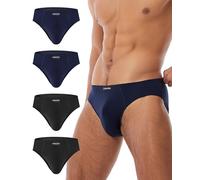 FORVEVO Men's Underwear Briefs Multipack, Cotton Mens Underwear, Breathable Stretch Waistband Soft No Labels Pants with Pockets 4 Pack (Black&Navy, XXL)