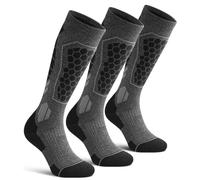 FORVEVO Ski Socks Men - 3 Pairs Merino Wool, Full Cushion Thermal | 45% Merino Wool, Over-the-Calf, Double-Layer Terry Lining, Anti-Blister Padding, Ideal for Skiing, Hiking, Snowboarding