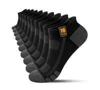 FORVEVO Trainer Socks for Men 12-15, Breathable Cotton Ankle Socks, Anti-Blister Thick Cushioned Running Sock, Short Athletic Sports Sock for Men Women 10 Pairs (Black, XL)