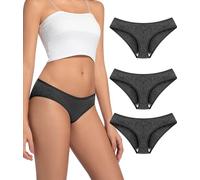 FORVEVO Women's Merino Wool Underwear 3-Pack, Breathable Wool Bikini Briefs, Soft Underwear for Women (DarkGrey, L)