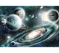 Forwall Photo Wallpaper Non-Woven Wall Decoration Cosmos Space Planet Galaxy Earth Modern Wall Decoration Bedroom Living Room, Fleece, 11896, 312cm x 219cm